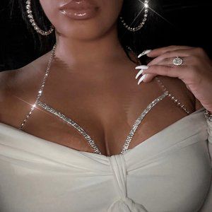 Elegant Silver Rhinestone Body Chain